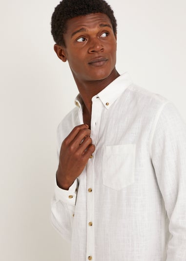 White Linen Blend Shirt