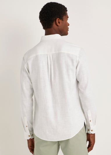 White Linen Blend Shirt