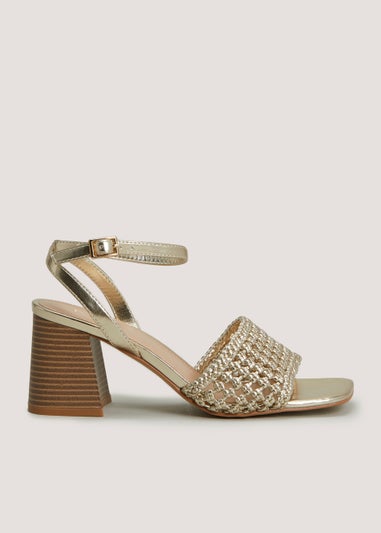 Et Vous Gold Braided PU Block Heels