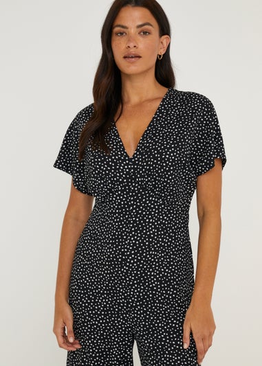 Papaya Petite Black Spot Crinkle Jersey Jumpsuit