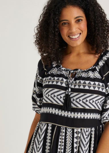 Papaya Petite Black Aztec Jacquard Midaxi Dress