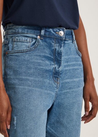 Papaya Petite Ava Mid Wash Mom Jeans