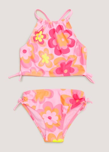 Girls Mini Me Pink Floral Tankini Set (4-13yrs) - Matalan