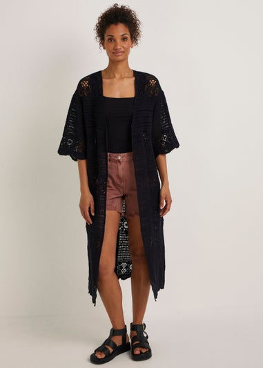 Black Crochet Lace Kimono