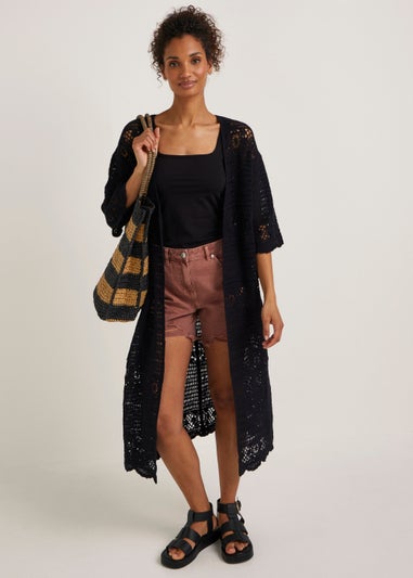 Black Crochet Lace Kimono