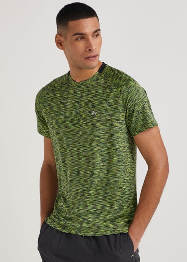 Souluxe Green & Yellow Space Dye Sports T-Shirt