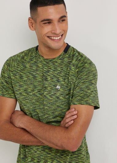 Souluxe Green & Yellow Space Dye Sports T-Shirt