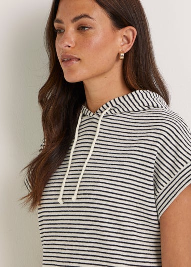 Navy Stripe Pull-On Sleeveless Co-Ord Hoodie