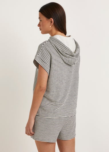 Navy Stripe Pull-On Sleeveless Co-Ord Hoodie