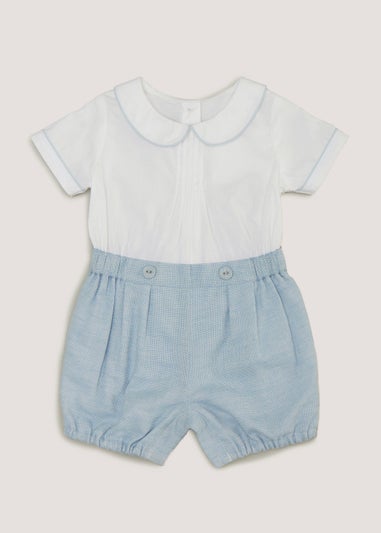 Baby Blue Smart Twill Romper (Newborn-18mths)