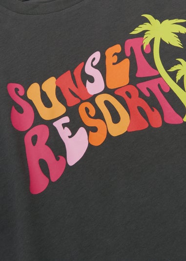 Girls Charcoal Sunset Resort T-Shirt (9-16yrs)