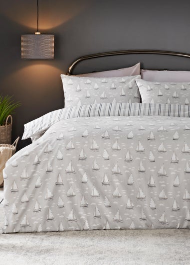 Grey Harbour Boats Reversible Duvet Cover