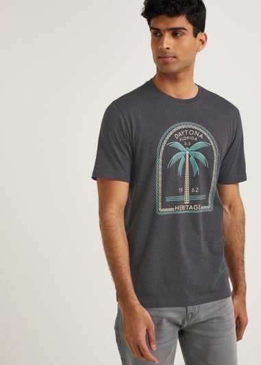 Grey Daytona Palm Tree T-Shirt