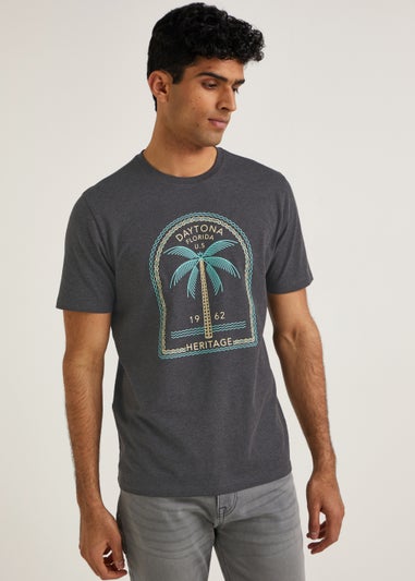 Grey Daytona Palm Tree T-Shirt