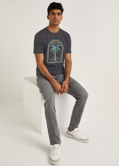 Grey Daytona Palm Tree T-Shirt