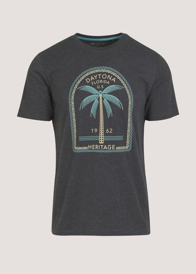 Grey Daytona Palm Tree T-Shirt