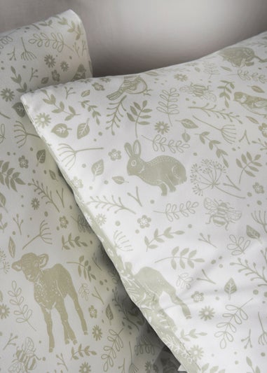 Green Spring Animals Reversible Duvet Cover
