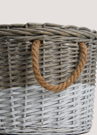 Grey Wicker Storage Basket (40cm x 28cm)