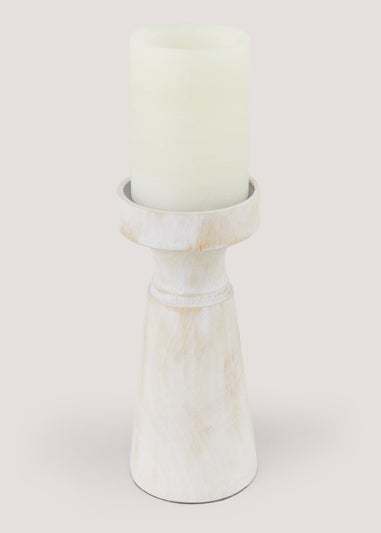 Whitewashed Candle Holder (20cm x 9.5cm)