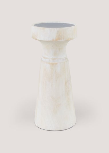 Whitewashed Candle Holder (20cm x 9.5cm)