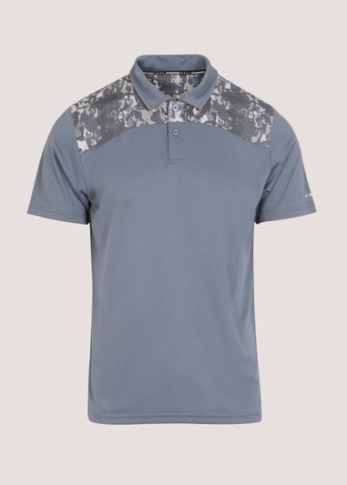 Souluxe Grey Mesh Camo Sports Golf Polo Shirt