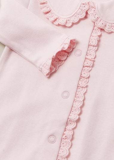 Baby Pink Collar Sleepsuit (Tiny Baby-12mths) - Matalan