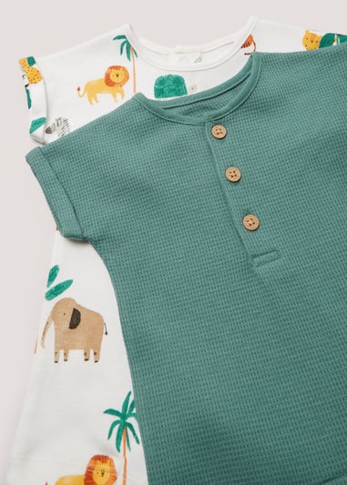 Baby 2 Pack Safari Rompers (Newborn-18mths)