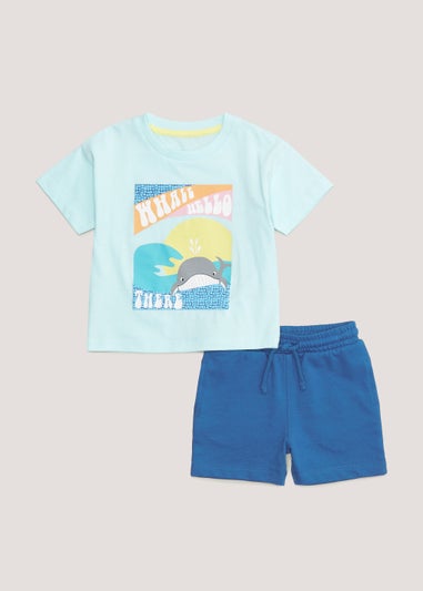 Boys Blue Whale T-Shirt & Shorts Set (9mths-6yrs)