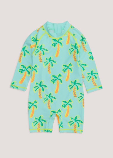 Boys Blue Palm Tee Surf Suit (9mths-6yrs)