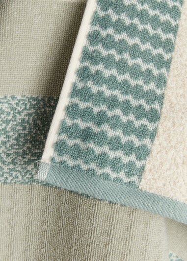 Sage Green 100% Cotton Textured Stripe Towels