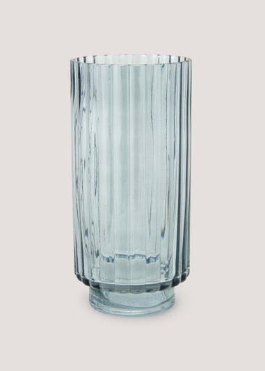 Grey Ribbed Glass Vase (25cm)