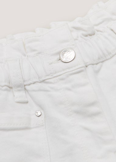 Girls White Paperbag Shorts (4-13yrs)
