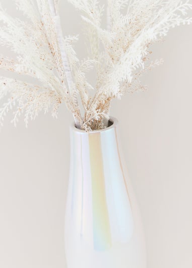 Faux Pampas in White Floor Vase (104cm x 50cm x 48cm)