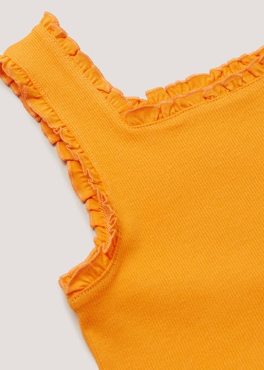 Girls Orange Frill Vest Top (4-13yrs)