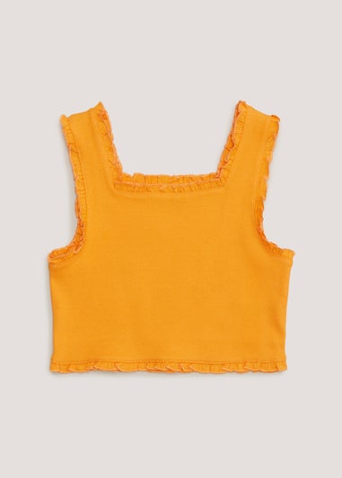 Girls Orange Frill Vest Top (4-13yrs)