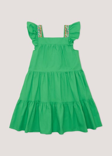 Girls Green Tiered Dress (4-13yrs)