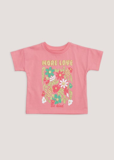 Girls Pink Love Slogan T-Shirt (9mths-6yrs)