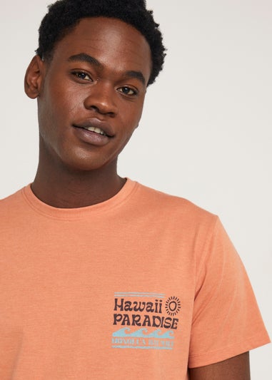 Coral Hawaii Print T-Shirt