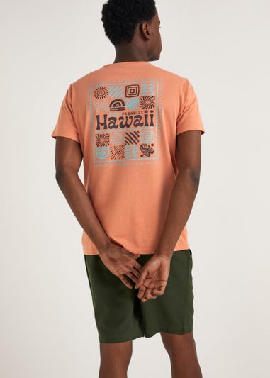 Coral Hawaii Print T-Shirt