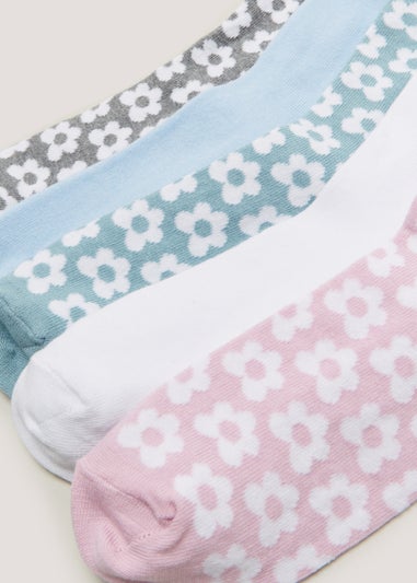 5 Pack Multicoloured Flower Print Socks