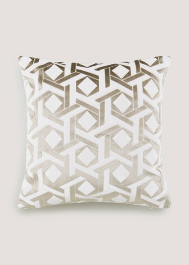 White Diamond Cut Velvet Cushion (43cm x 43cm)
