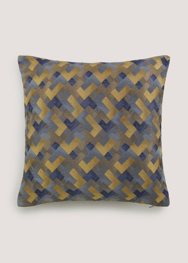 Navy Geo Jacquard Cushion Navy 43cm x 43cm