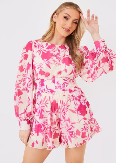 In the Style Jac Jossa Pink Floral Print Playsuit