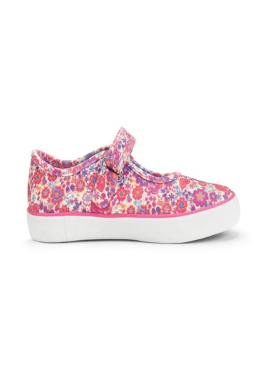 Start-Rite Busy Lizzle Pink Floral Canvas Shoes - Matalan