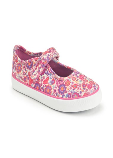 Start-Rite Busy Lizzle Pink Floral Canvas Shoes - Matalan