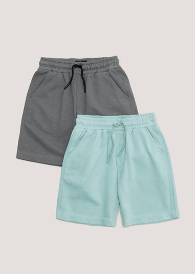 Boys 2 Pack Blue & Grey Joggers Shorts (4-13yrs)