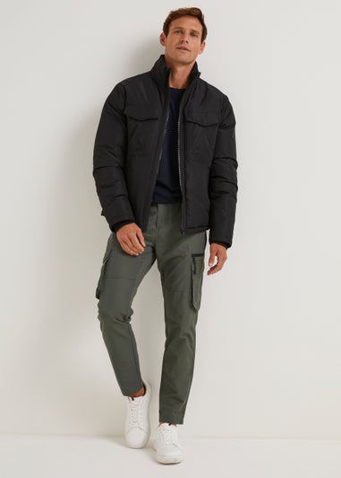 Grey Belted Straight Fit Utility Cargo Trousers