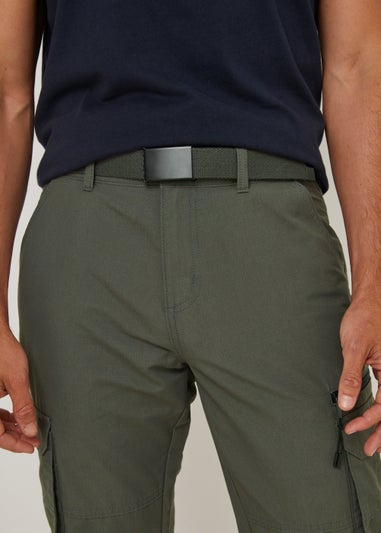 Grey Belted Straight Fit Utility Cargo Trousers