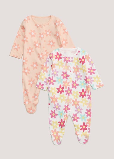 Baby 2 Pack Bright Floral Sleepsuits (Newborn-23mths)