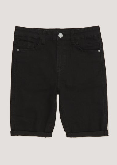 Boys Black Skinny Denim Shorts (4-13yrs)